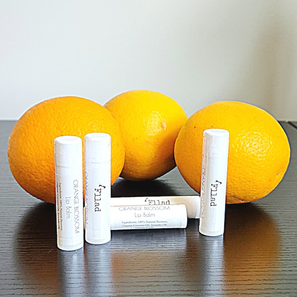 Orange Lip Balm Sweet Orange Essential Oil All Natural Beeswax Made in USA Chap Stick Wedding Favor Baby Shower Gifts for Men Women