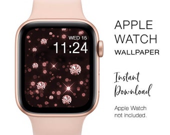 Apple Watch WALLPAPER - Rose Gold Glitter Diamonds Sparkly diamond gemstone - Instant Download - Watch Background Apple Watch face design