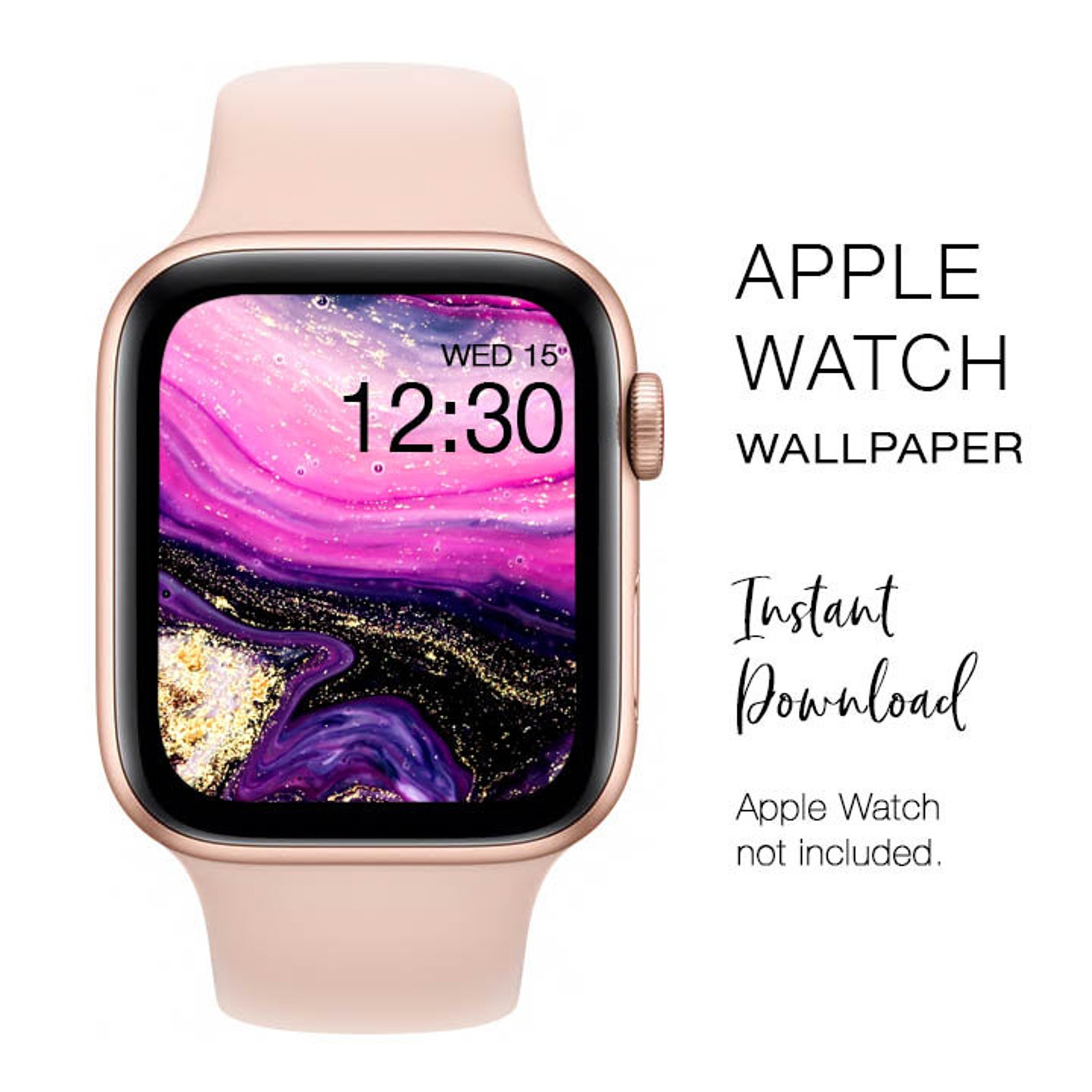 Apple Watch WALLPAPER Hot Pink Purple Black &Gold Ink Liquid | Etsy