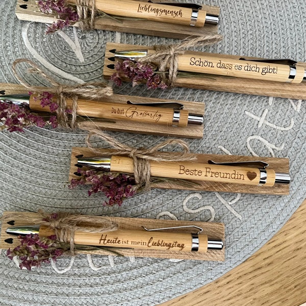 Kugelschreiber personalisiert IMuttertag Geschenk | Kugelschreiber mit Spruch I Bambuskugelschreiber I kleines Geschenk