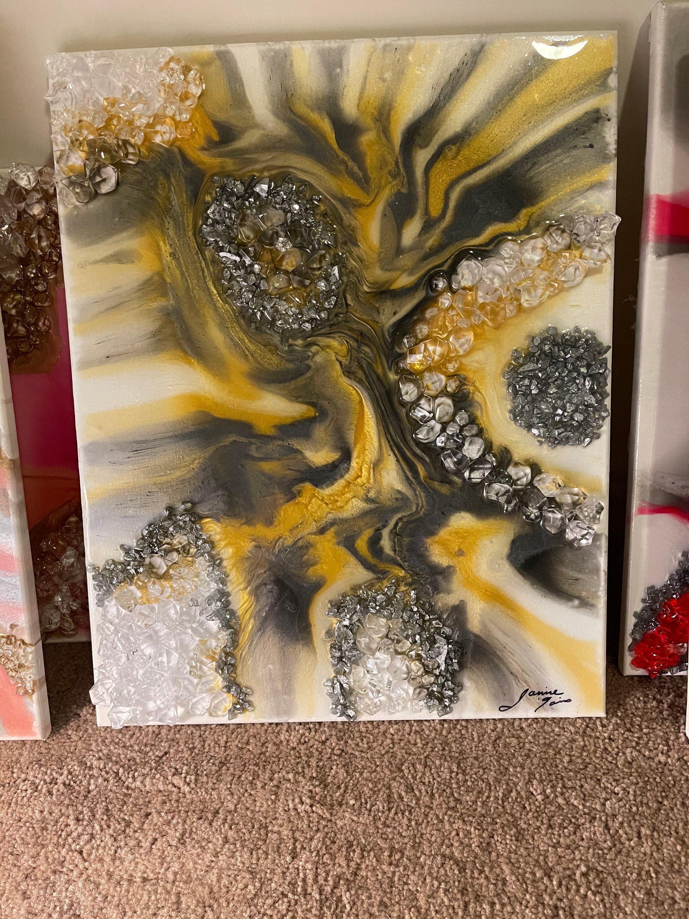 Resin Geode Painting Resin Art Canvas Etsy