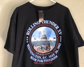 Vintage Rolling Thunder Armed Forces POW Prisoners Of War Eagle Graphic T-shirt