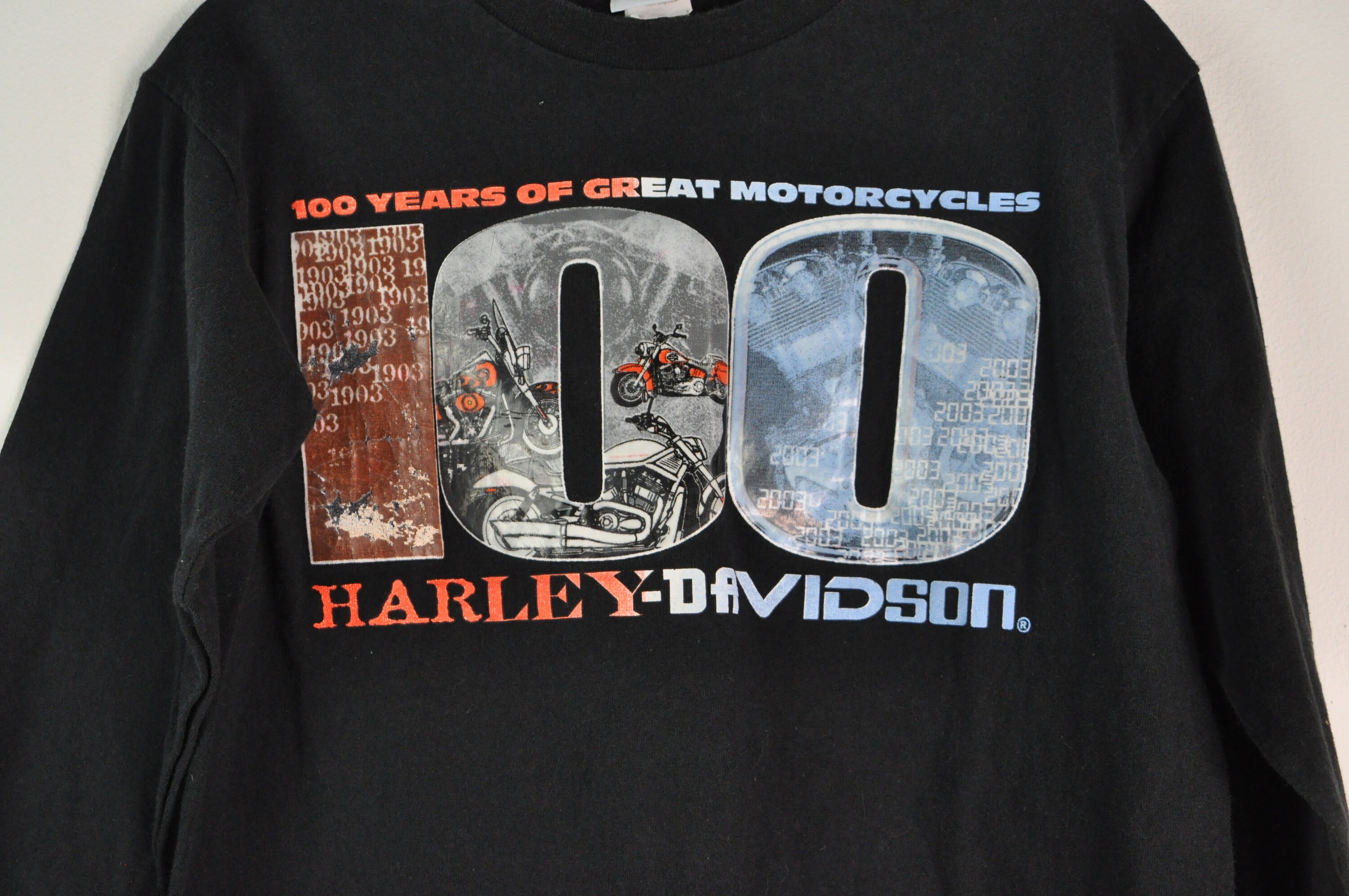 Vintage 2003 Harley Davidson Long Sleeve Tee - Kids XS, Graphic 