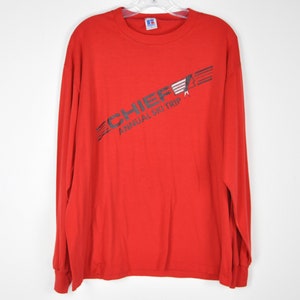 Vintage Ski Grafik Langarm - XL | 90er Russell Athletic T-Shirt | 1990er Single Stitch Langarm T-Shirt