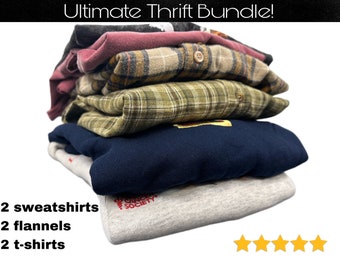 Mysteriepaket med begagnade kläder | T-shirts, flanelltröjor och sweatshirts med tryck