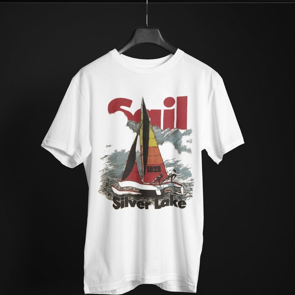 Sail Silver Lake Tee | Nautical Retro T-Shirt | Hobie Cat Vintage Style Tee | Mens Graphic Tee | Vintage Sailing Tee | Sailboat T-Shirt