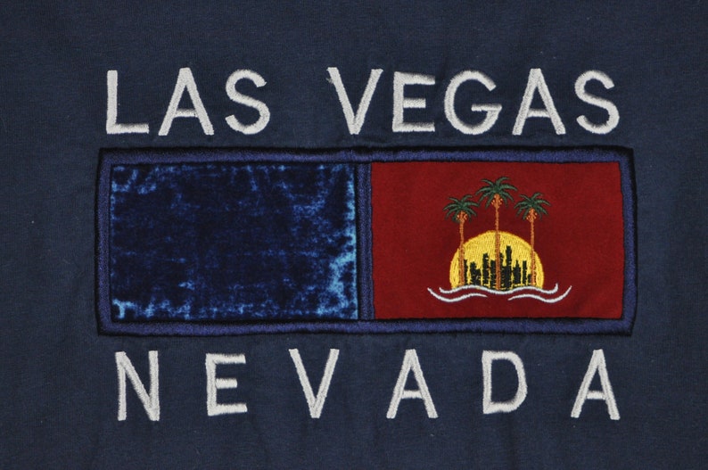 90s Embroidered Las Vegas Tee Small Navy Blue Las Vegas Etsy