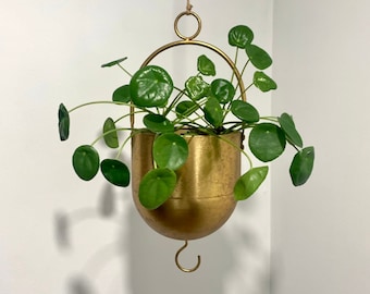 Brushed Gold Hanging Metal Planter