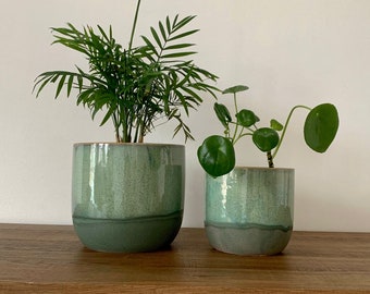 Seaside Green Ceramic Plant Pots