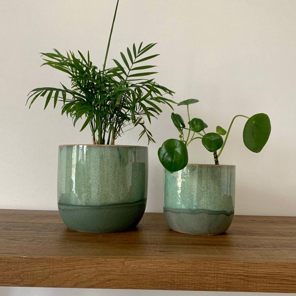 Seaside Green Ceramic Plant Pots