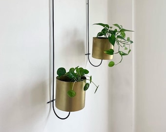 Brushed Gold and Black Iron Wall Planters/Hanging Planter/ Unique Design/Plant Decoration/Wall Decoration/Wedding Decoration/gift idea