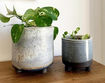 Blue Gradient Ceramic Footed Planter Pots.Indoor Outdoor Plant Decoration/Pottery. Minimalist/Garden.Ceramic Pot. Phothos Plant/gift idea