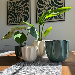 Green Bohemoth Ceramic Planter Pot: Unique Pattern, Indoor Outdoor Decor
