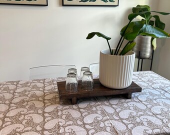 Organic Block Print Rectangle Cotton Tablecloth/Hand made Artwork/
