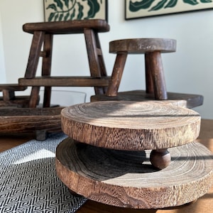 Rustic Wood Plant Stand: Farmhouse Decor Riser/boho style/