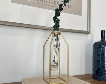 Iron and Glass Tube Bud Vase - Gold  Decor/Modern Collection/
