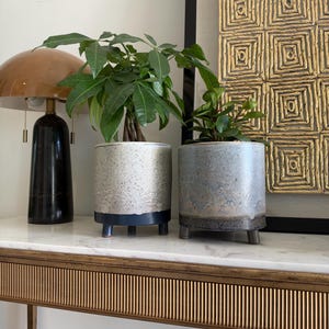 Blue Gradient Ceramic Footed Planter: Minimalist Pottery, Home Decor