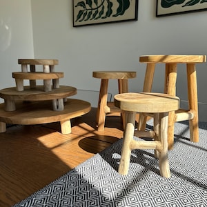 Warm Brown Wood Riser: Farmhouse Plant Stand, Kitchen Decor