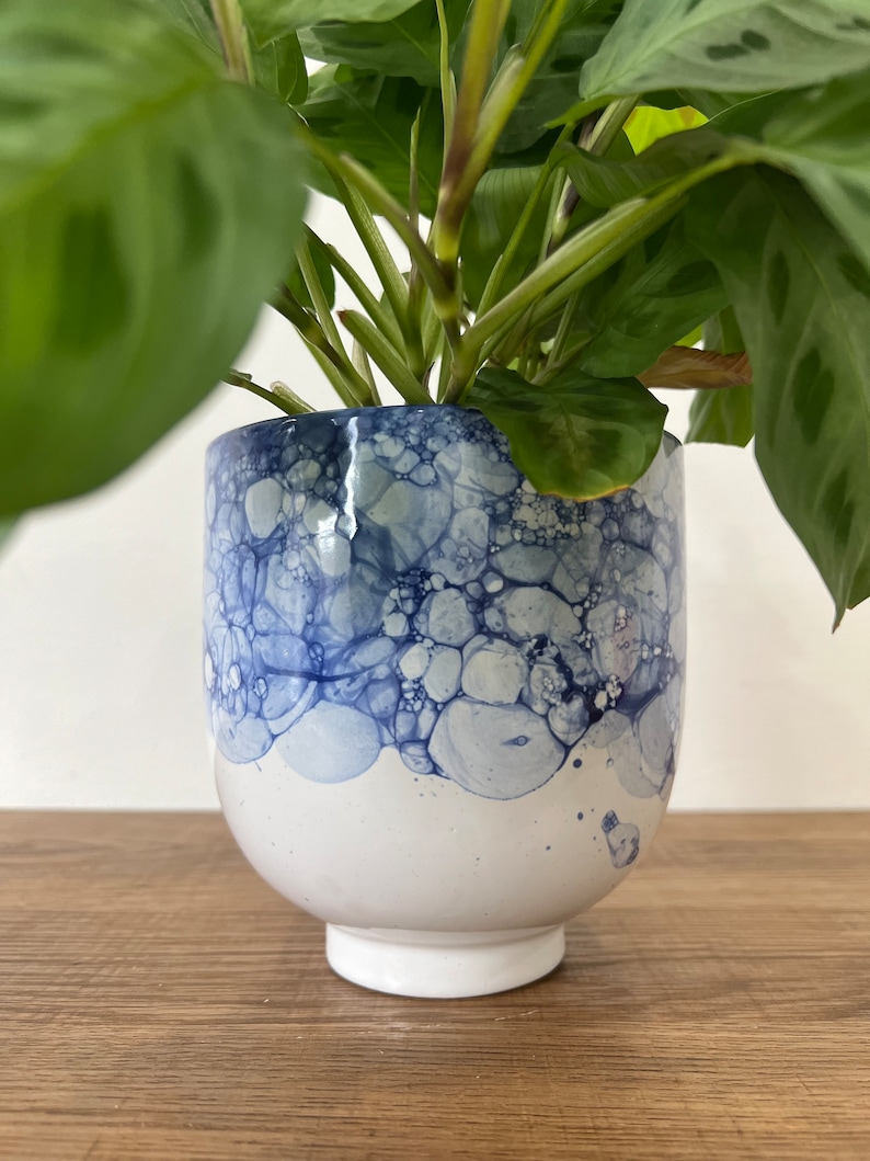 Watercolour Blue Ceramic Plant Pots image 6