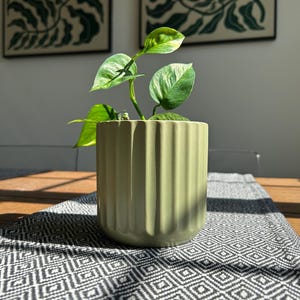 Mint Green Ceramic Planter Pot: Textured Minimalist Decor