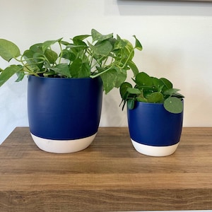 Blue Ceramic Pot Planter/2 tone plant /ceramic / indoor outdoor/catcus planter/home decor/gift idea /