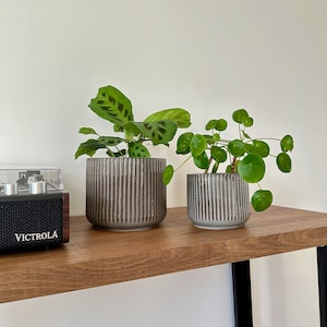 Concrete Ridges Ceramic Plant Pots