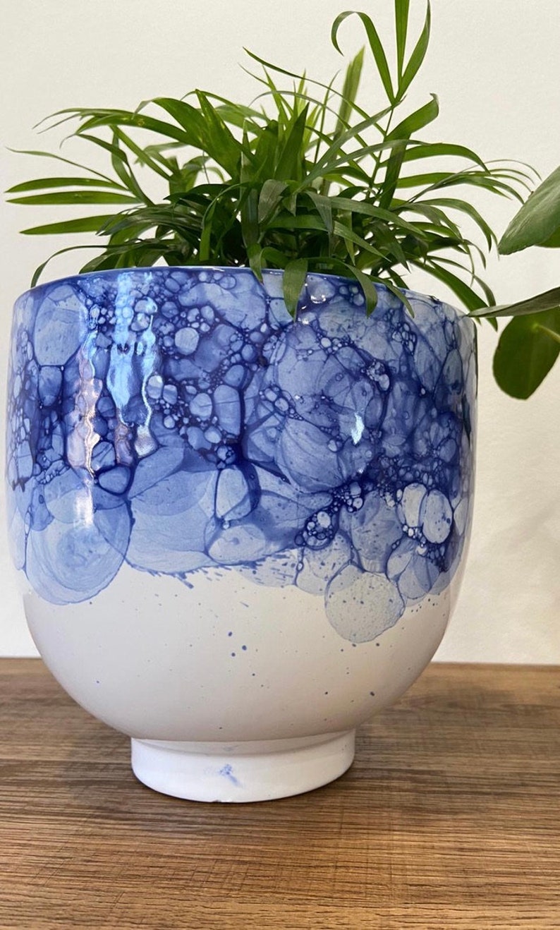 Watercolour Blue Ceramic Plant Pots image 4