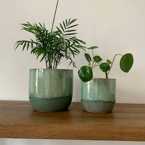 Seaside Green and Blue Ceramic Plant Pots/Indoor Outdoor Plant Decoration/Cactus Planter/Pottery/Garden/Real Plant Decoration/Minimalist