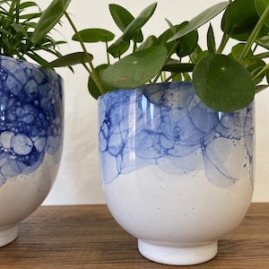 Watercolour Blue Ceramic Plant Pots image 3