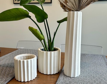 White Column Ceramic Planter: Modern Home Decor
