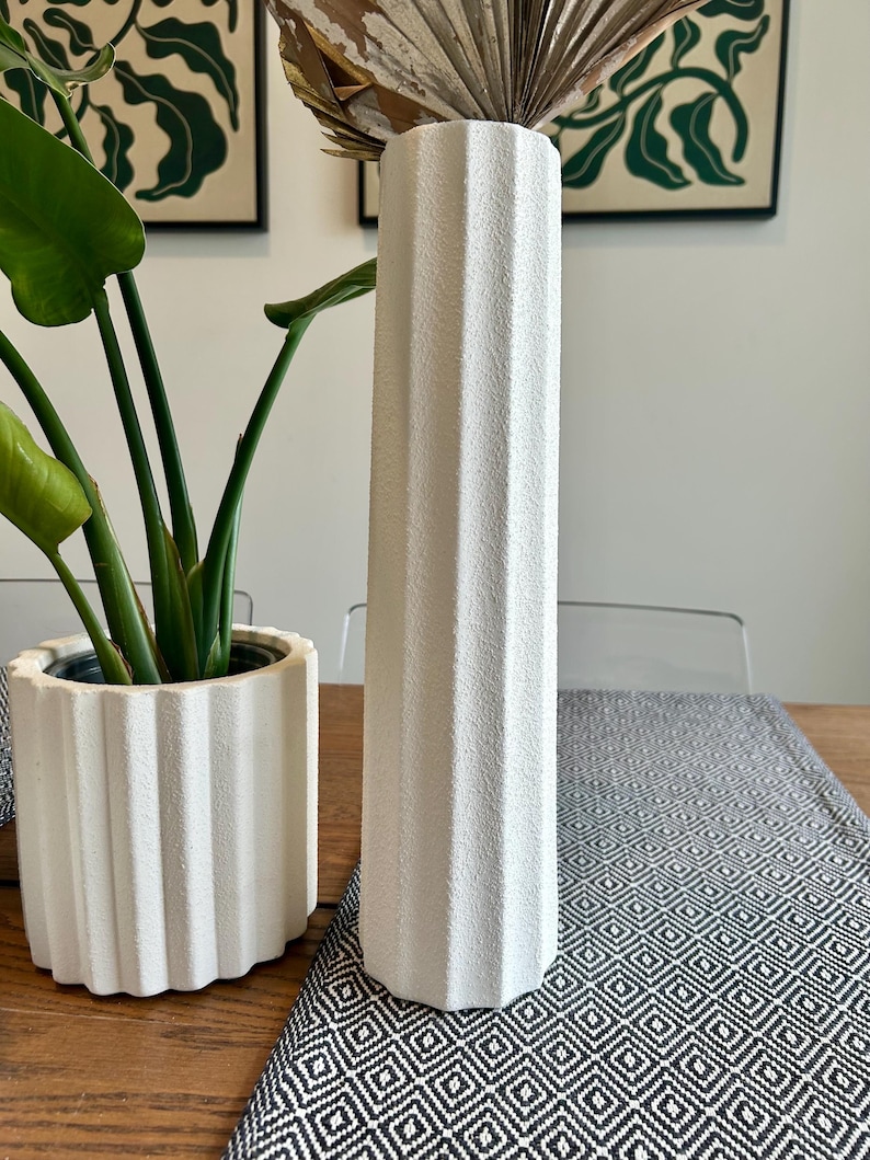 Sandy Textured Column White Column Ceramic Vase: Modern Home Decor, Textured Sandy Glaze - Etsy