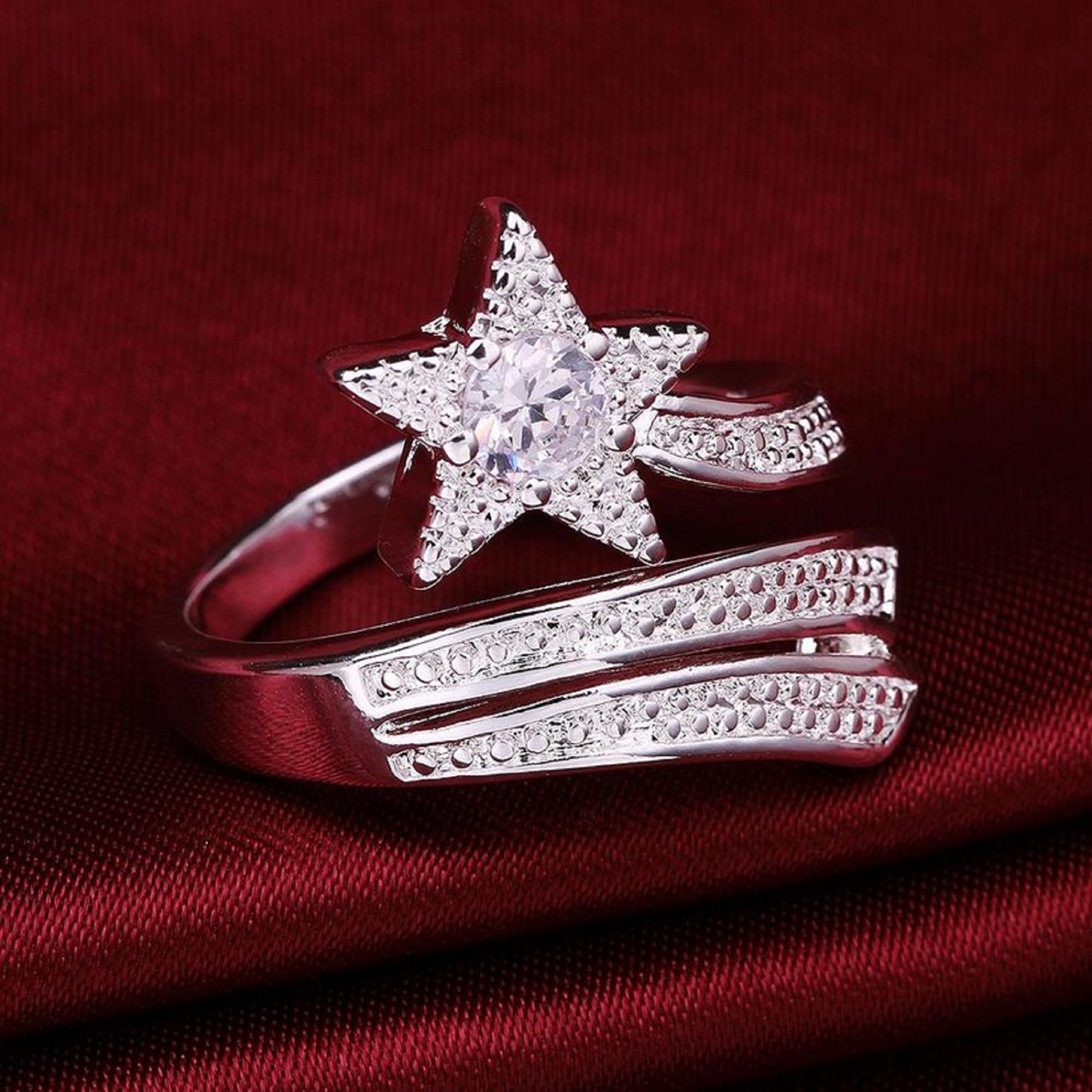 Star Shape diamond ring 925 Sterling Silver Ring Women Etsy