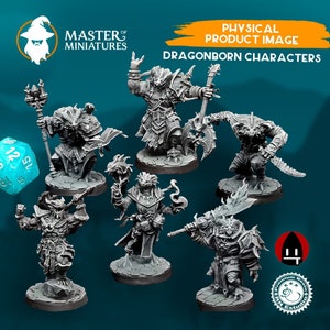 Dragonborn Characters - RPG Miniature UK - Ultra HD 4K - Perfect for Dungeons and Dragons - Highlighted for Extreme Detail - Easier to Paint