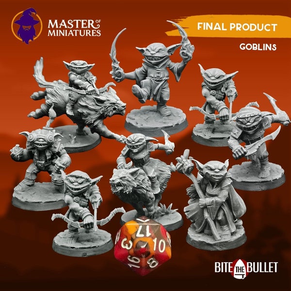 Goblin Gang Bite the Bulet - RPG Miniatures UK - Ultra HD 4K resolution Tough Resin - Highlighted by Hand - Extreme Detail - Easier to Paint
