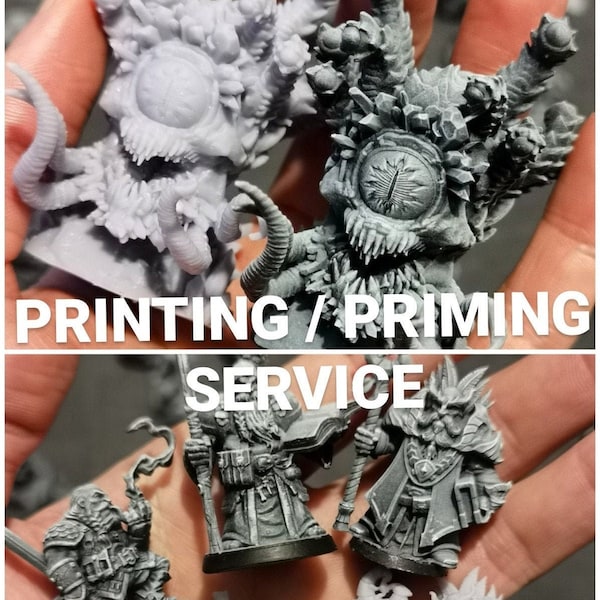 Miniature Printing / Priming service - Custom Print Service / 4K Ultra HD / Highlited By Hand / Extreme Detail / Easier to Paint / RPG UK
