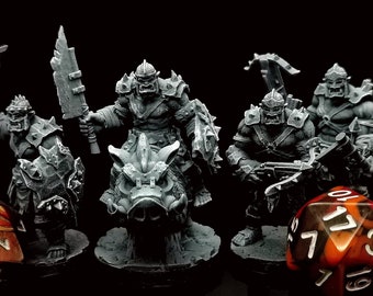 Orcs - RPG Miniatures UK - Ultra HD 4K resolution Tough Resin - Highlighted by Hand - Extreme Detail - Easier to Paint