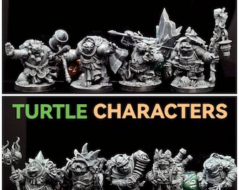 Personajes de Tortugas / Miniaturas RPG 4K Ultra HD Reino Unido / Detalle extremo / Resaltado a mano / Más fácil de pintar'