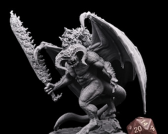 Dark Flame Demon - RPG Miniature UK - Ultra HD 4K - Perfect for Dungeons and Dragons - Highlighted for Extreme Detail - Easier to Paint