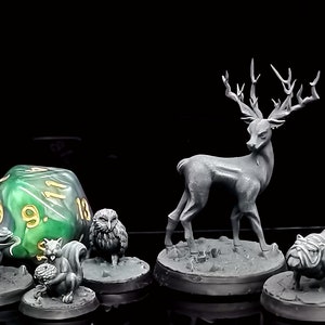 Forest animals / familiars (5 items) - RPG Miniatures UK - Ultra HD 4K - Perfect for Dungeons and Dragons - Extreme Detail - Easier to Paint