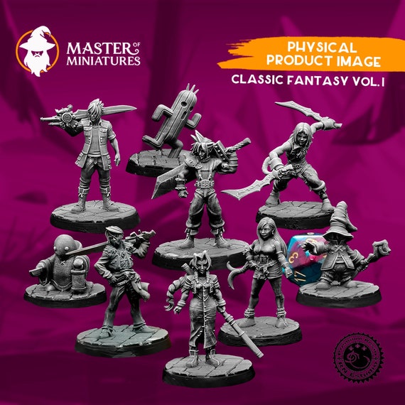 Classic Fantasy Miniatures Vol.1 RPG Miniatures UK Ultra HD 4K Highlighted  by Hand / Extreme Detail 