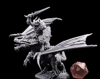 Dragonborn Dragon Rider - High Def. RPG miniature / Perfect for Dugeons and Dragons / Highlighted for Extreme Detail and Easier Painting