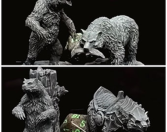 Forest Bears | RPG Miniature - Ultra HD 4K - Perfect for Dungeons and Dragons - Highlighted for Extreme Detail - Easier to Paint