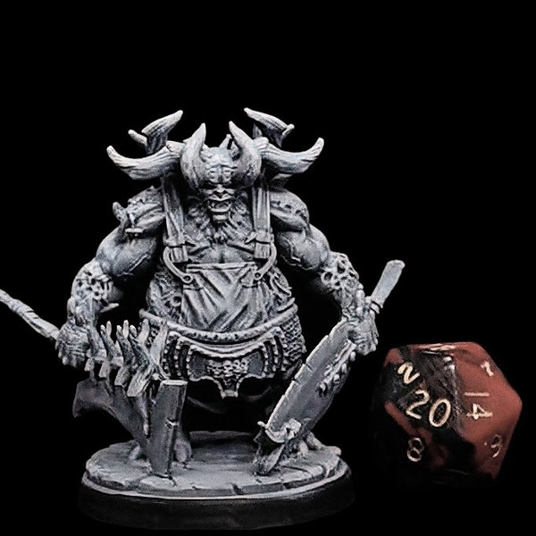 Butcher Demon - 3D print Miniature | 4K High Resolution | Highlighted by Hand | Perfect for Speed Paint and Slap Chop / RPG D&D Tabletop