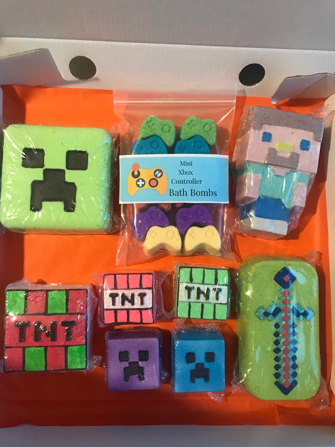 Minecraft Bath Bomb Gift Set / Steve/ Creeper/ TNT / Him / Her / Birthday/ Gift/ Etsy UK