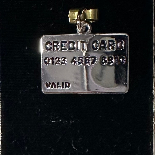 CREDIT CARD sterling silver charm, brand new and engravable from RQ Charms