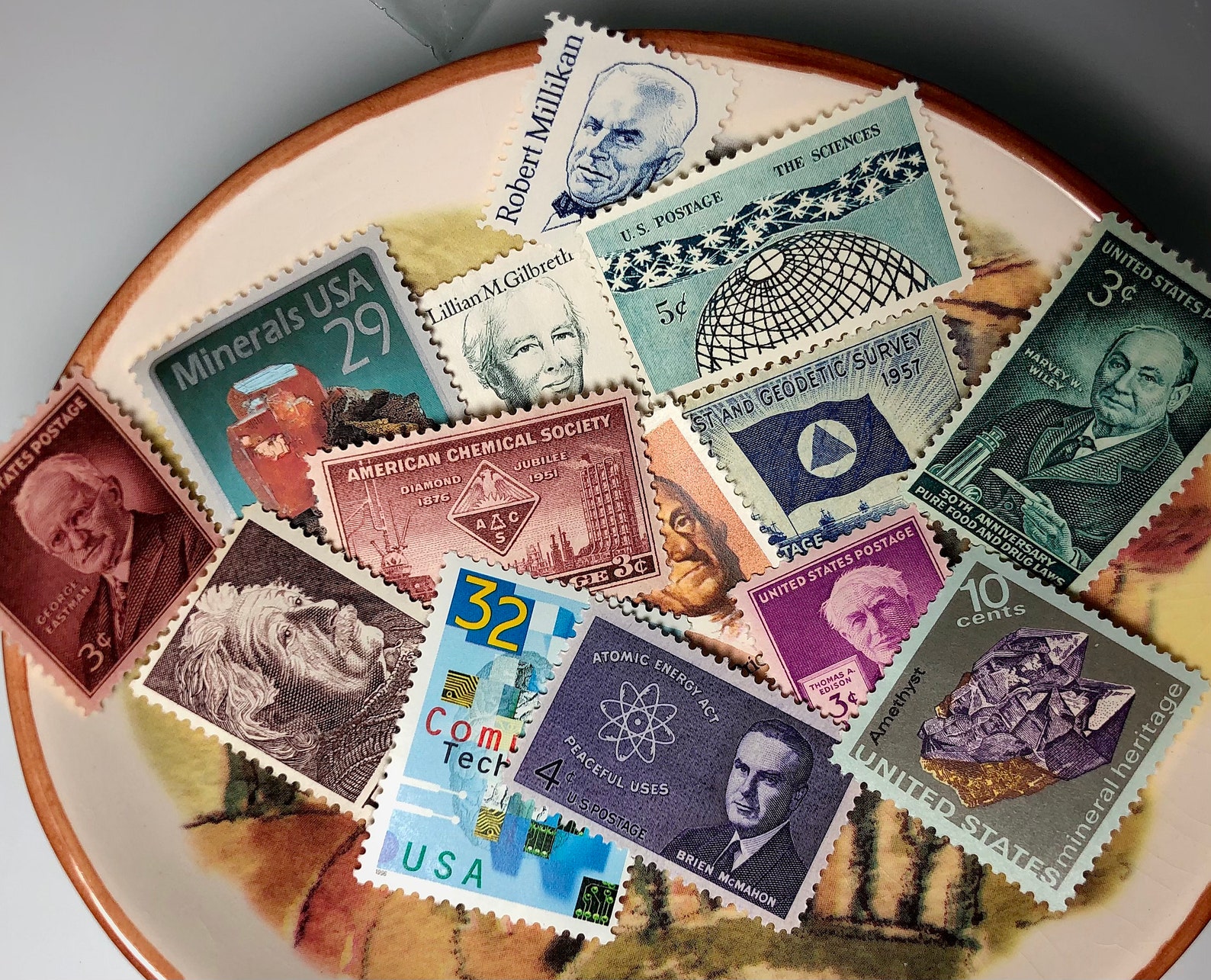 Science Vintage Postage stamps. The greatest achievements and Etsy