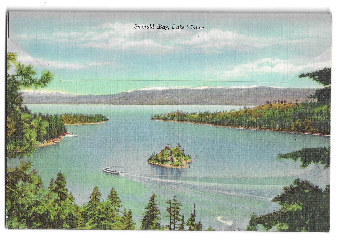 Vintage LAKE TAHOE postcard with 18 images of Lake Tahoe Etsy