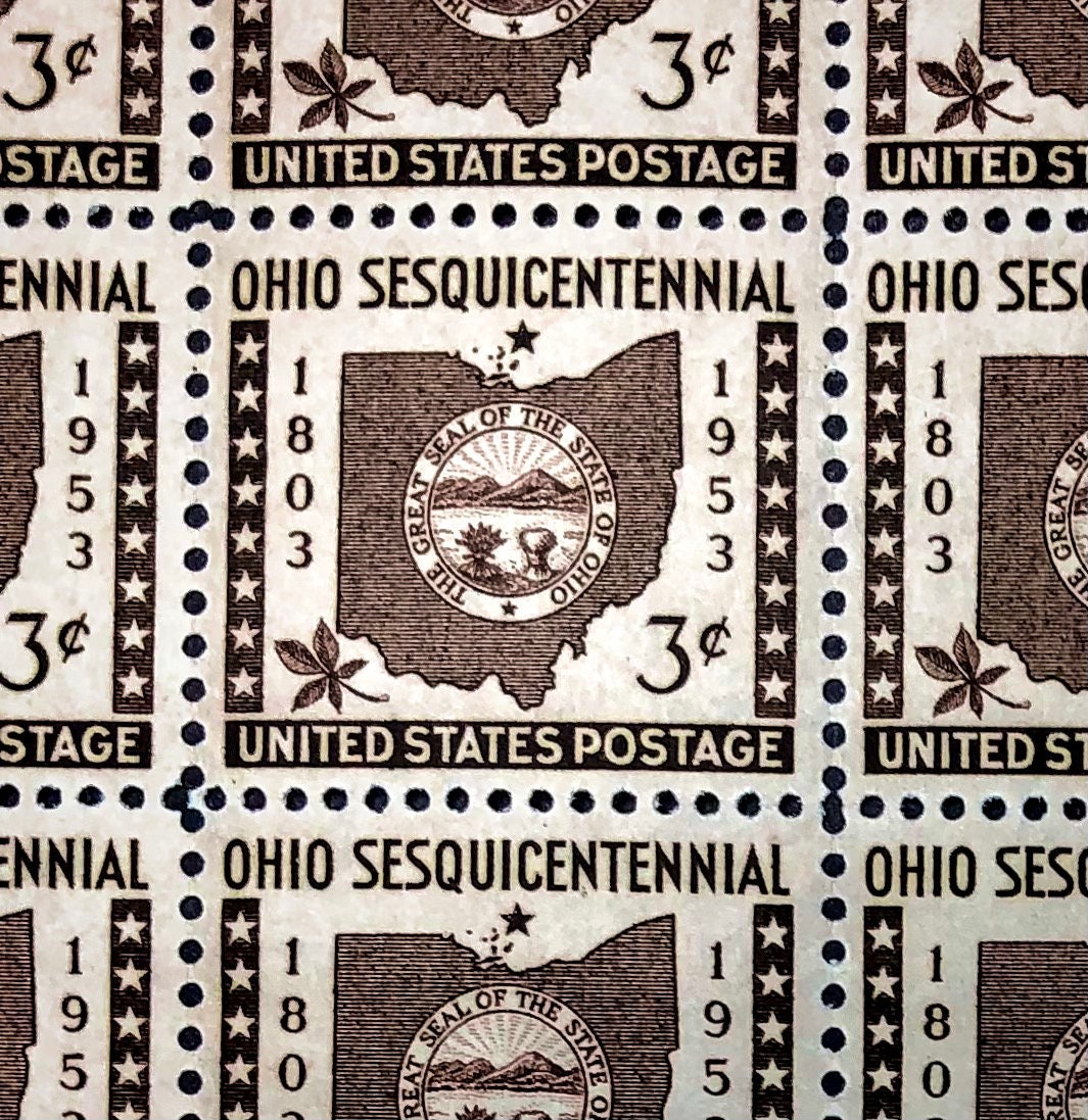 OHIO in Vintage Postage Stamps Full mint and unused sheet of Etsy