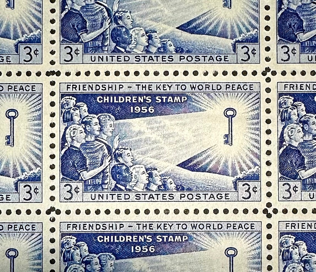 CHILDREN'S STAMP 1956 Vintage U.S. Postage Sheet of Mint, Unused and
