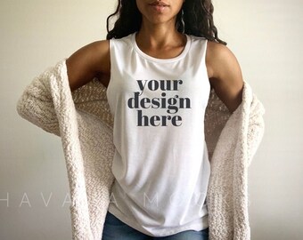 Bella Canvas 8803 Mockup Athletic Heather Muscle Tank Top Mockup Summer Mockup Shorts Sunglasses Shoes Flat Lay Cute Ladies TShirt Mockup